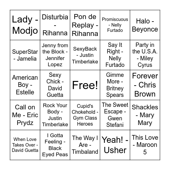 MUSICAL BINGO! Bingo Card