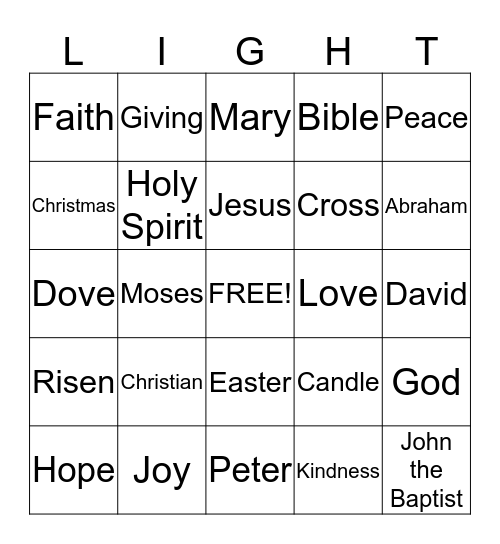 Bible Bingo Card