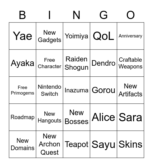 1.7 LIVESTREAM Bingo Card