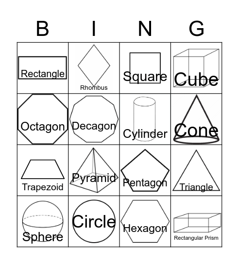 Shapes Bingo Card