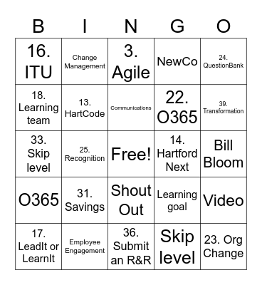Garbiel All Team Meeting Bingo Card