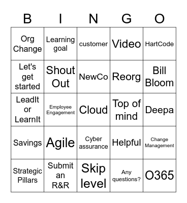 Garbiel All Team Meeting Bingo Card