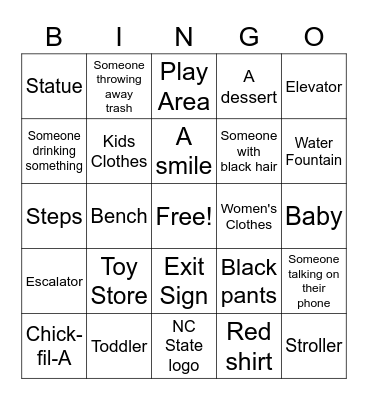 Mall Bingo Card