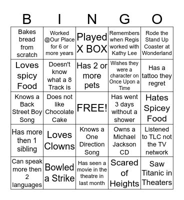 Our Place Bingo Card
