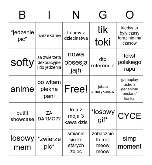 Rozmowa Na Rfa Bingo Card