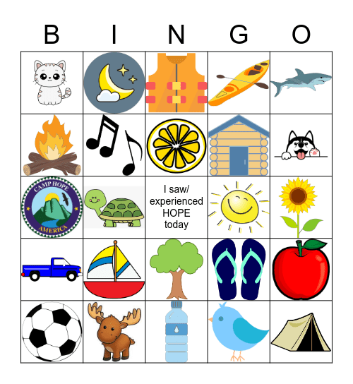 Camp HOPE Bingo Card