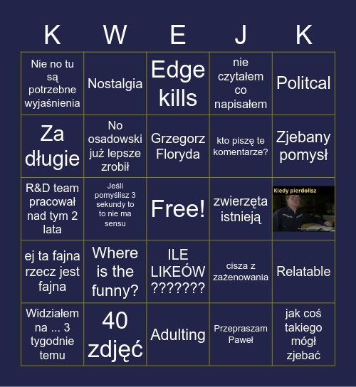 Kwejk Bingo Card