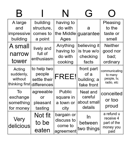 Words 7-30 Bingo Card