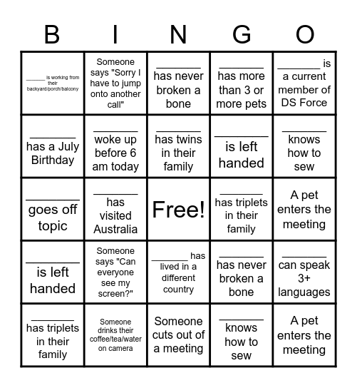 Untitled Bingo Card