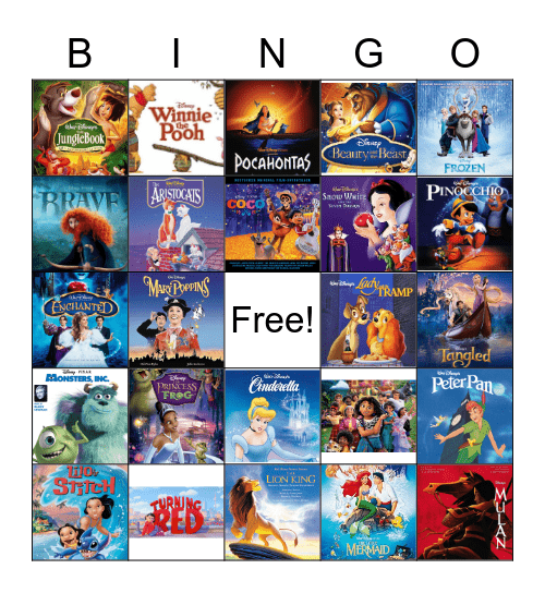 DISNEY MUSIC BINGO Card