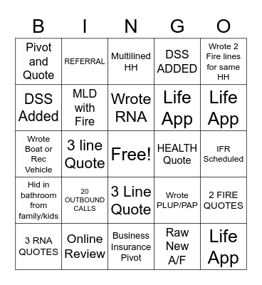July Bingo Card