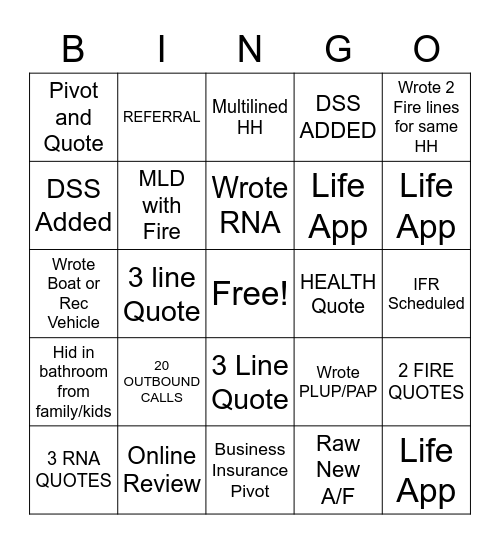 July Bingo Card