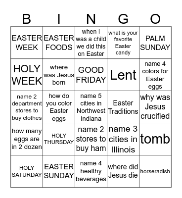 EASTER BINGO Card