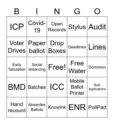 ELECTION TERMS Bingo Card