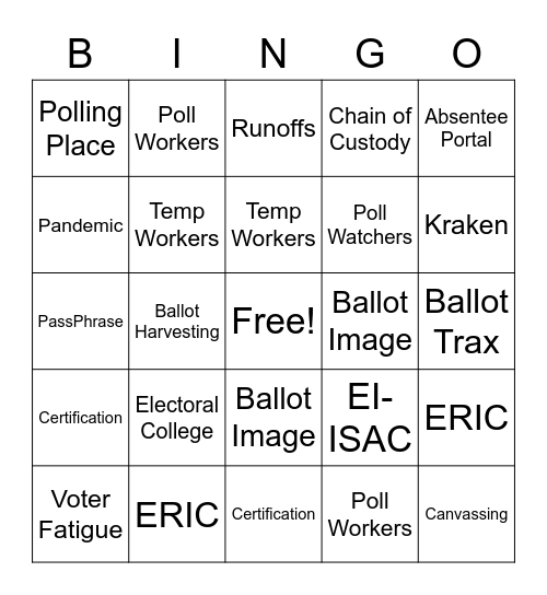 ELECTION TERMS Bingo Card