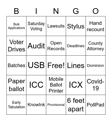 ELECTION TERMS Bingo Card