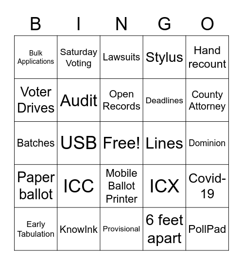 ELECTION TERMS Bingo Card