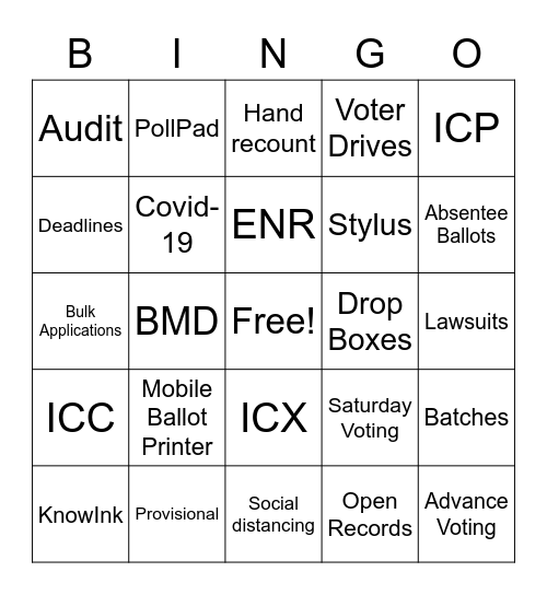 ELECTION TERMS Bingo Card