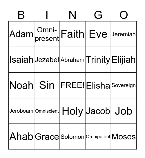 Old Testament Bingo Card