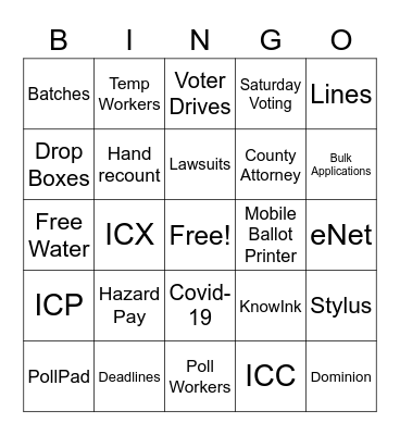 ELECTION TERMS Bingo Card