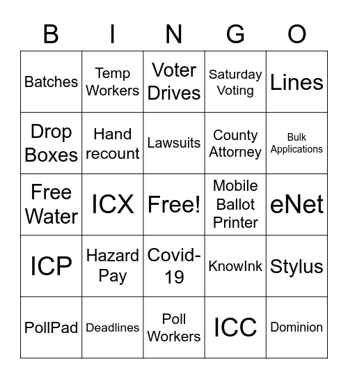 ELECTION TERMS Bingo Card