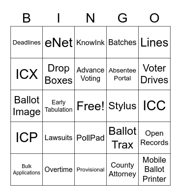 ELECTION TERMS Bingo Card
