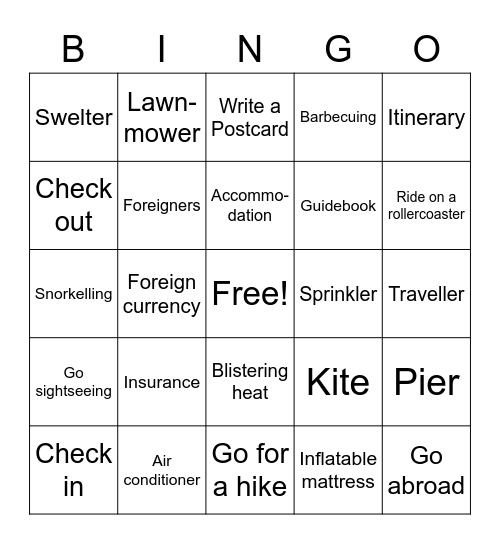 Summer Bingo Card