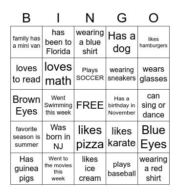 AUTOGRAPH Bingo Card