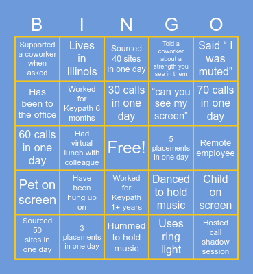 PLACEMENT Bingo Card