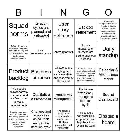 SMI Bingo Card