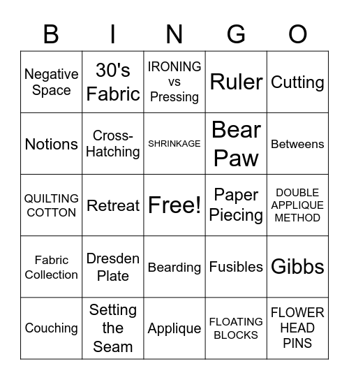 Texas Tea Stitcherss 2021 Bingo Card