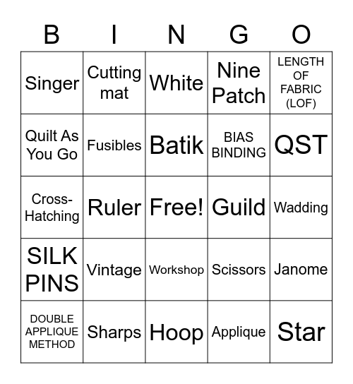 Texas Tea Stitcherss 2021 Bingo Card