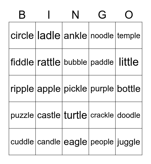 Phonics Review Bingo Card