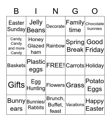 Spring Break  Bingo Card