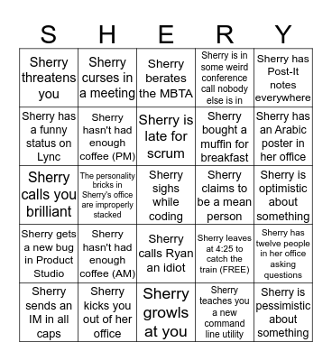 The Daily Sherry Bingo Card