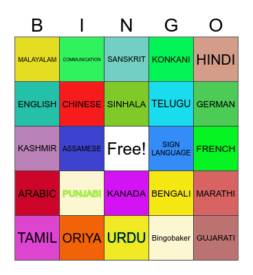 CLASS 2F - Bingo BAKER Bingo Card