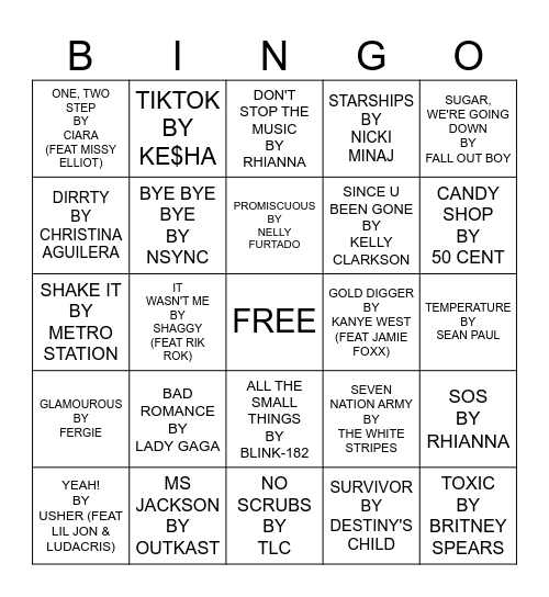 2000'S HOUSE PARTY Bingo Card