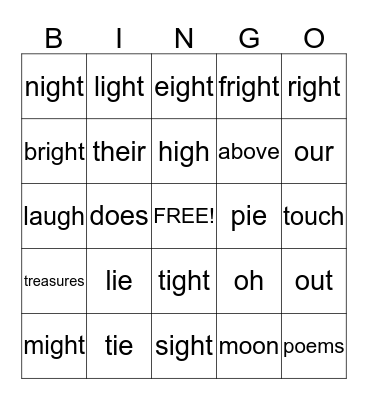 #24 WOW and Spelling Bingo Card