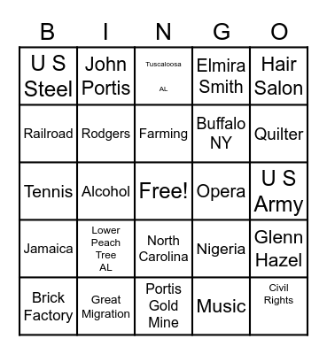 OUR DESCENDANTS  Bingo Card