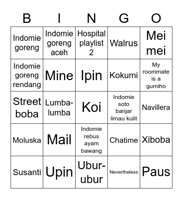 Bingo shuhua Bingo Card