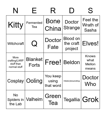 Yorik Tea Appreciation Society Bingo Card