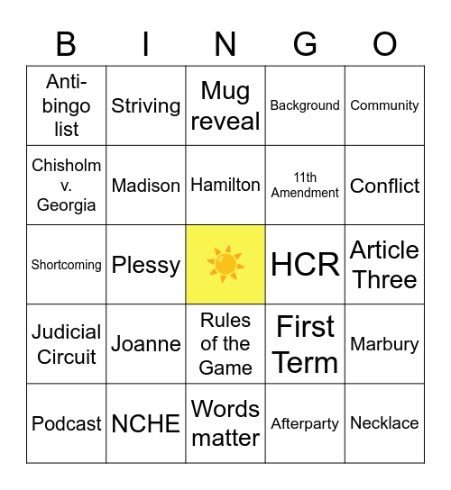 HMASDC July 9, 2021 Bingo Card