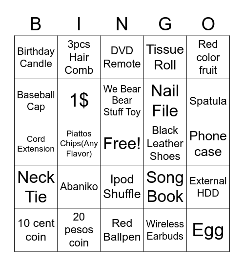 Artemis Bingo Round 1 Bingo Card