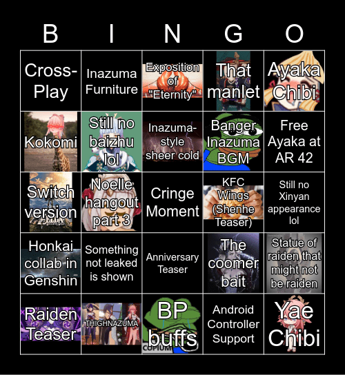 2.0 Livestream Bingo Card