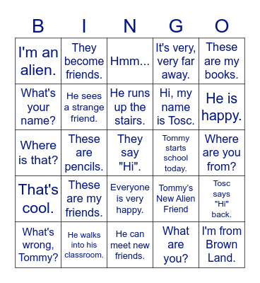 Primary Stage A1 Chapter1 Bingo Card