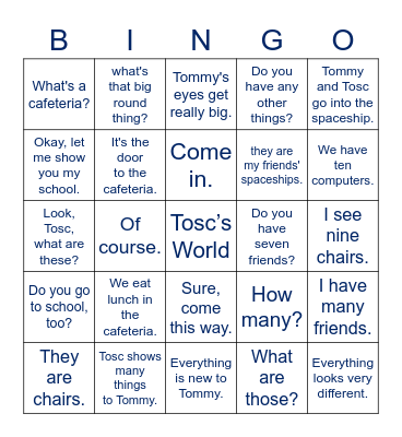 Primary Stage A1 Chapter3 Bingo Card