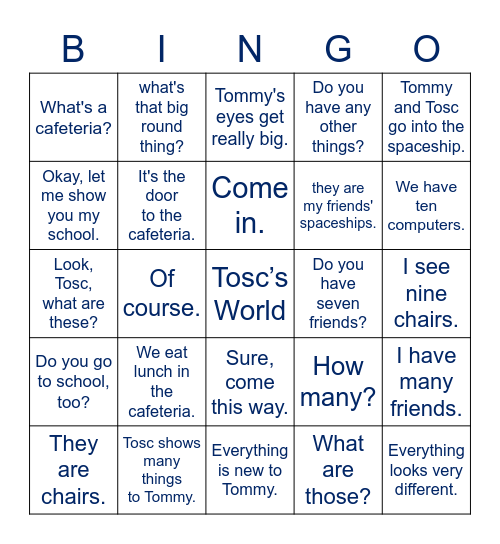 Primary Stage A1 Chapter3 Bingo Card