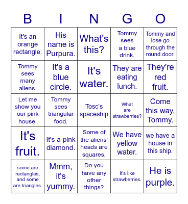 Primary Stage A1 Chapter4 Bingo Card