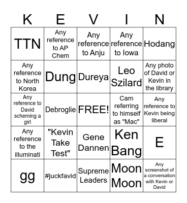 Take Test Bingo Card