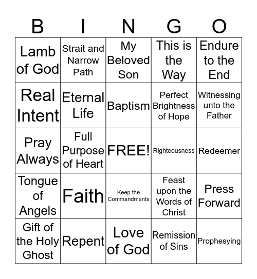 Doctrine of Christ Bingo Card